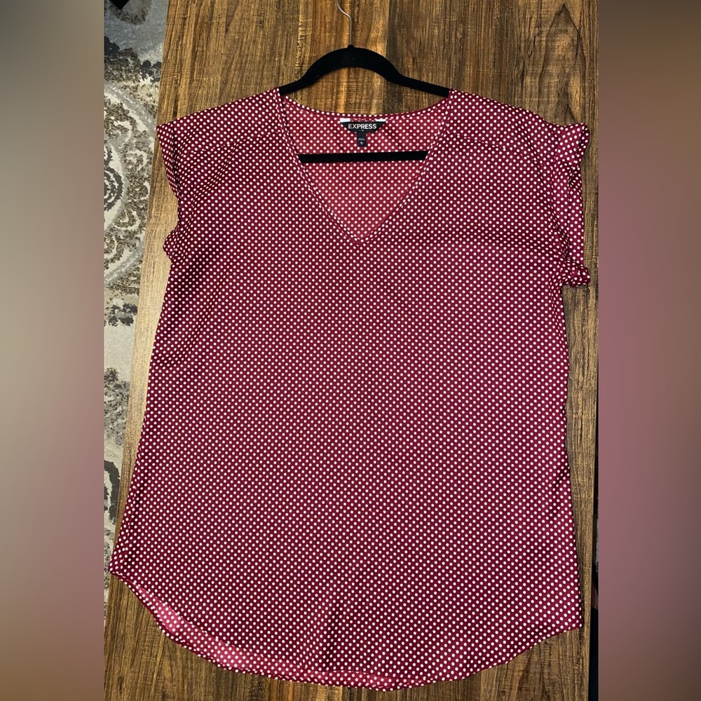 Express Polka Dot Short Sleeve Blouse Women’s Size L